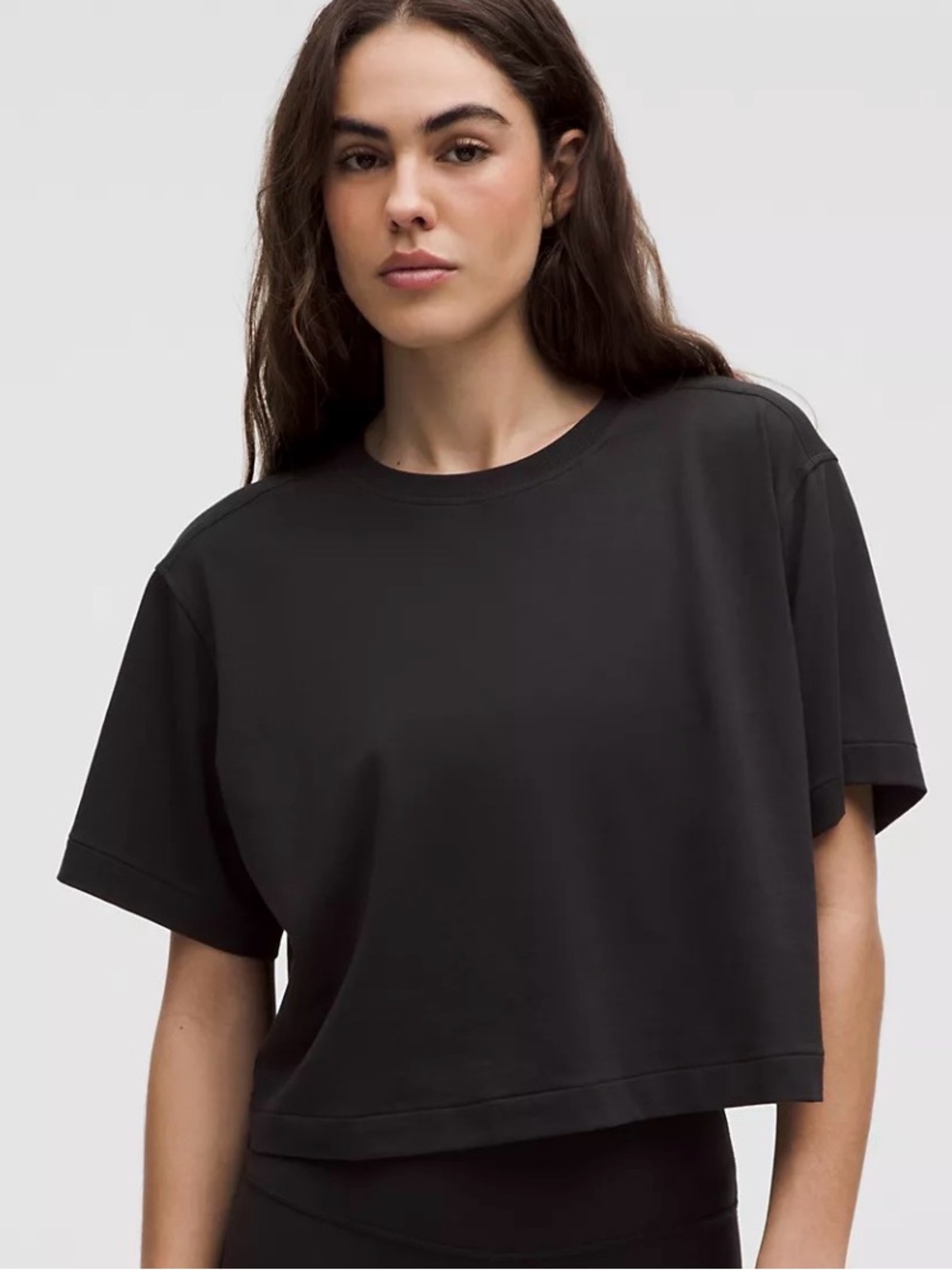 Lululemon All Yours Organic Cotton Cropped T-Shirt in Black, Size Small